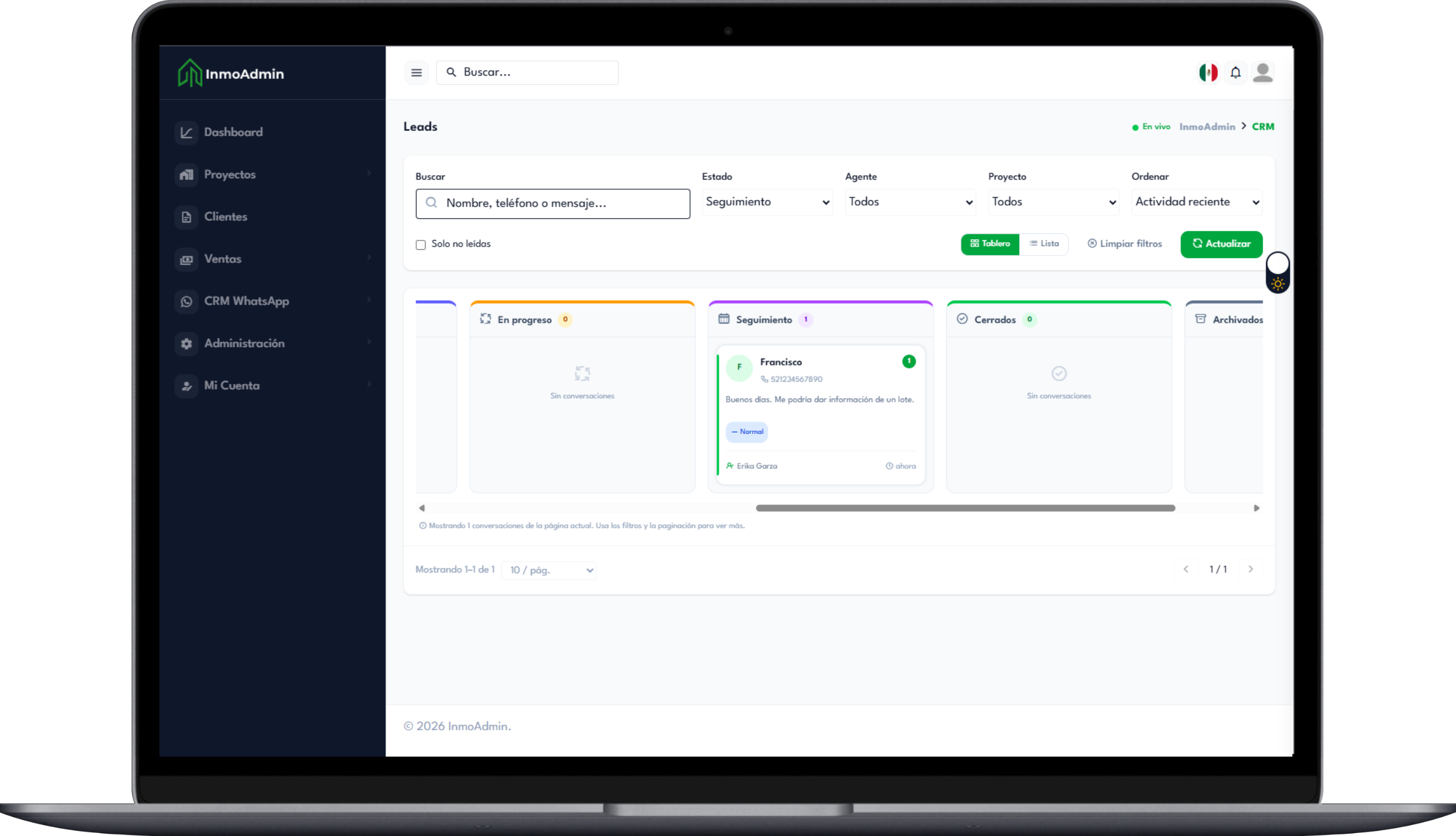 Panel de InmoAdmin: cobranza, inventario y mapas de lotes